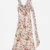 Draped floral print dress