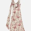 Draped floral print dress
