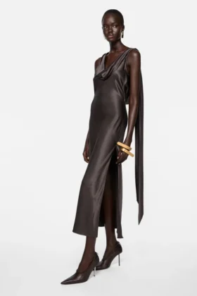 Draped satin dress