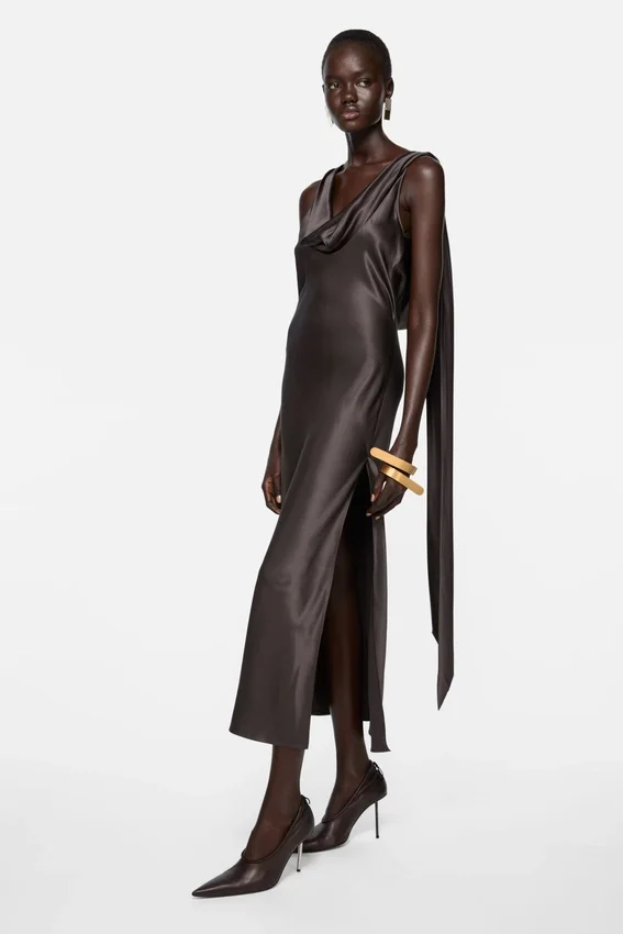Draped satin dress