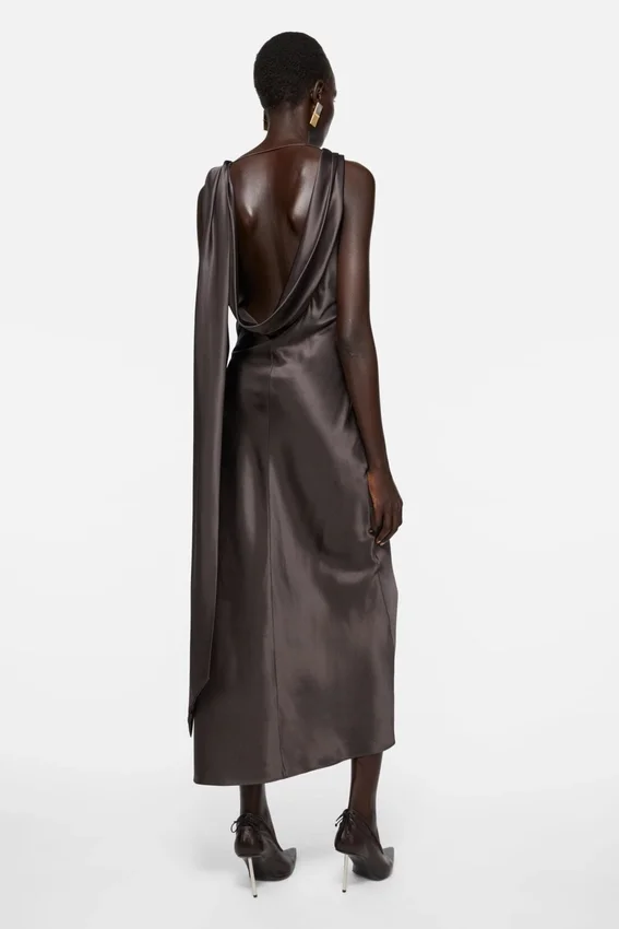 Draped satin dress
