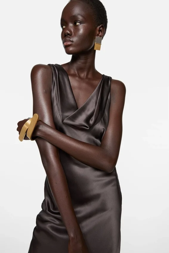 Draped satin dress