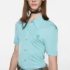 Embroidered bow logo button-up