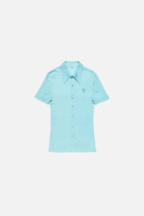 Embroidered bow logo button-up