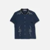 Embroidered button-up shirt