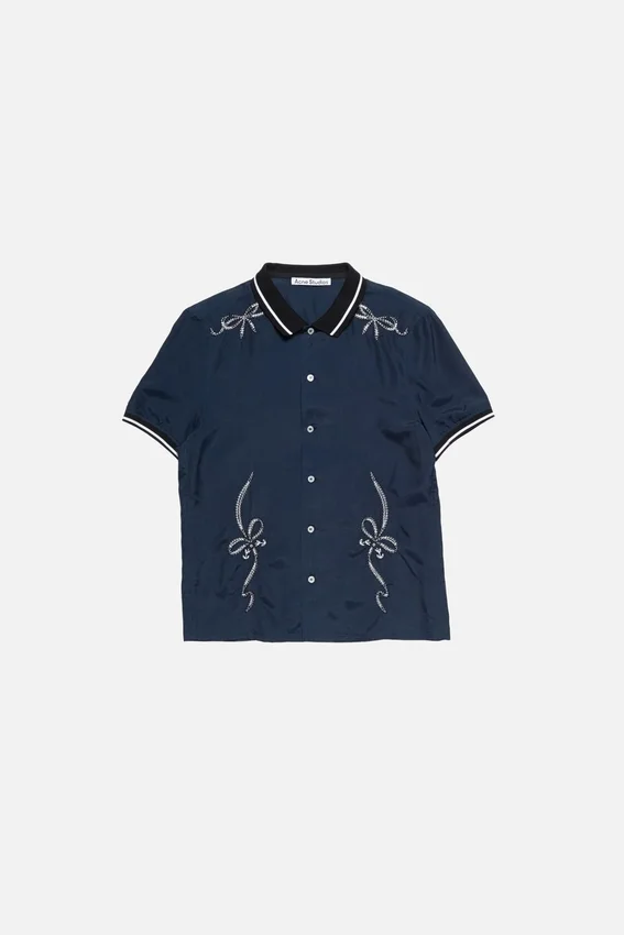 Embroidered button-up shirt