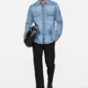 Embroidered denim shirt