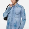 Embroidered denim shirt