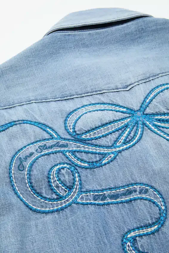 Embroidered denim shirt