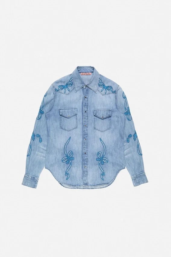 Embroidered denim shirt