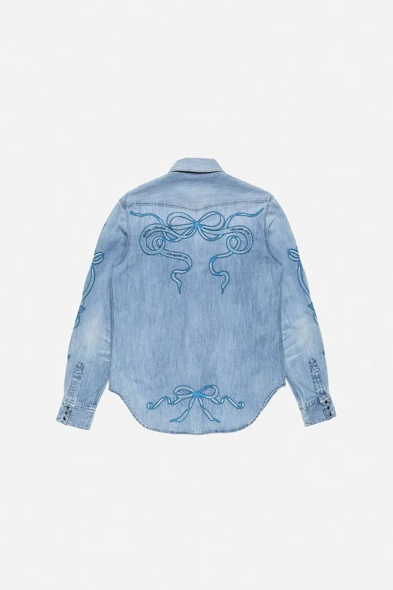Embroidered denim shirt