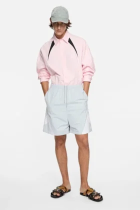 Embroidered logo button-up shirt
