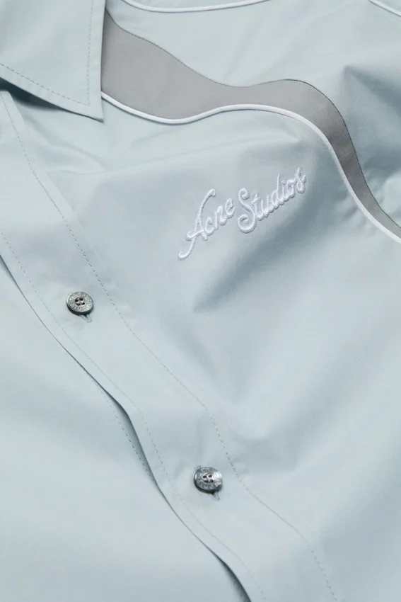 Embroidered logo button-up shirt