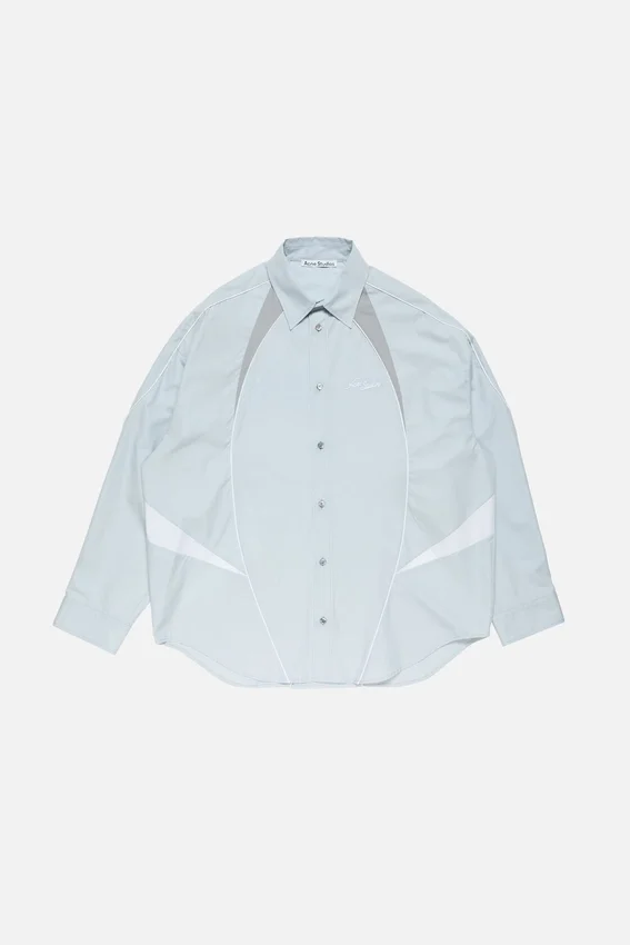 Embroidered logo button-up shirt