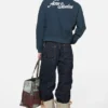 Embroidered logo zip-up cardigan