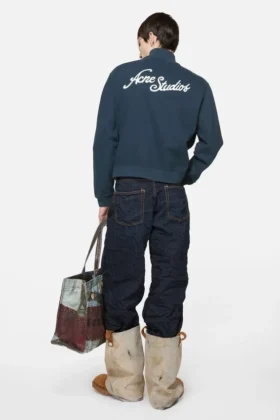 Embroidered logo zip-up cardigan
