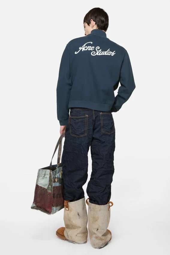 Embroidered logo zip-up cardigan