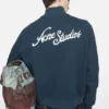 Embroidered logo zip-up cardigan
