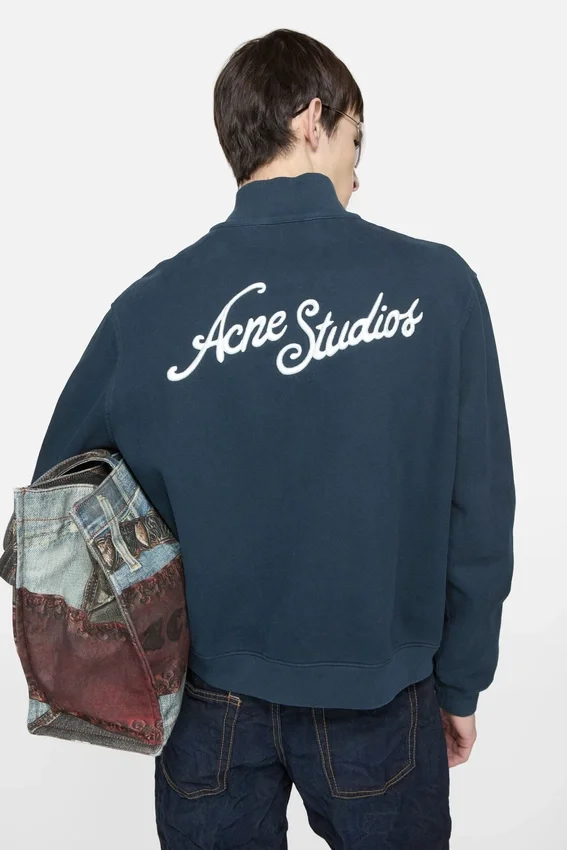 Embroidered logo zip-up cardigan