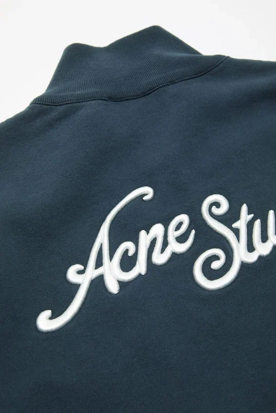 Embroidered logo zip-up cardigan