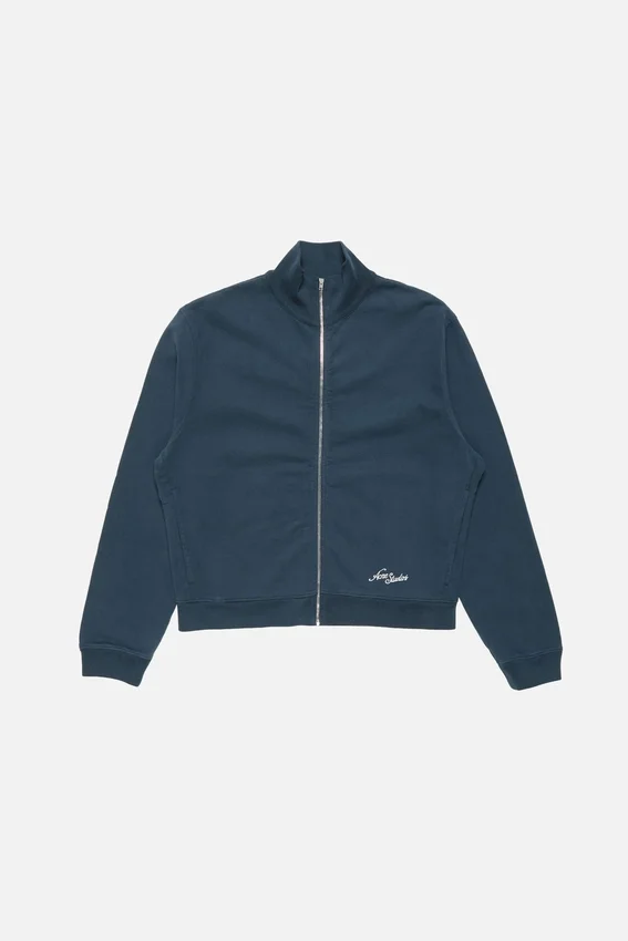 Embroidered logo zip-up cardigan