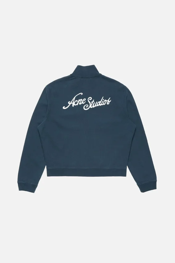 Embroidered logo zip-up cardigan
