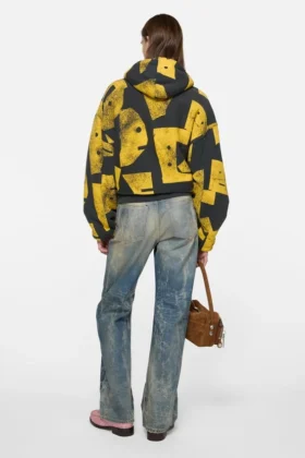 Face zip-up hoodie