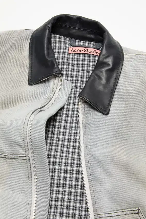 Faded denim bomber jacket