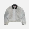 Faded denim bomber jacket
