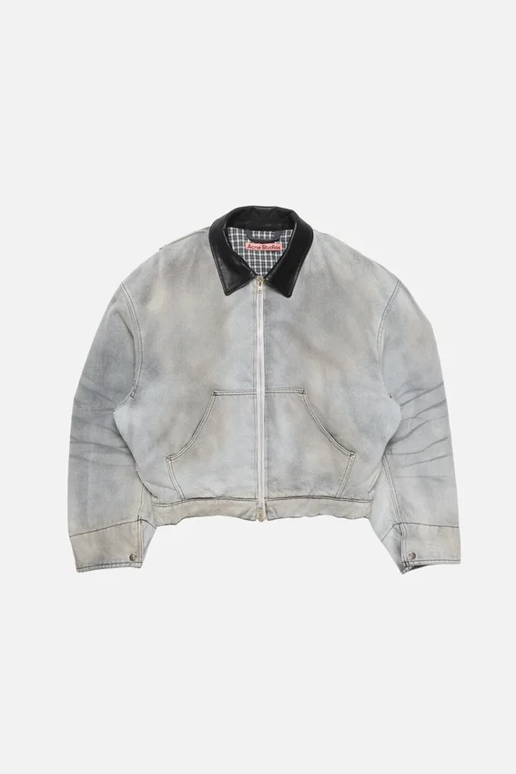 Faded denim bomber jacket