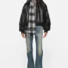 Faux leather bomber jacket