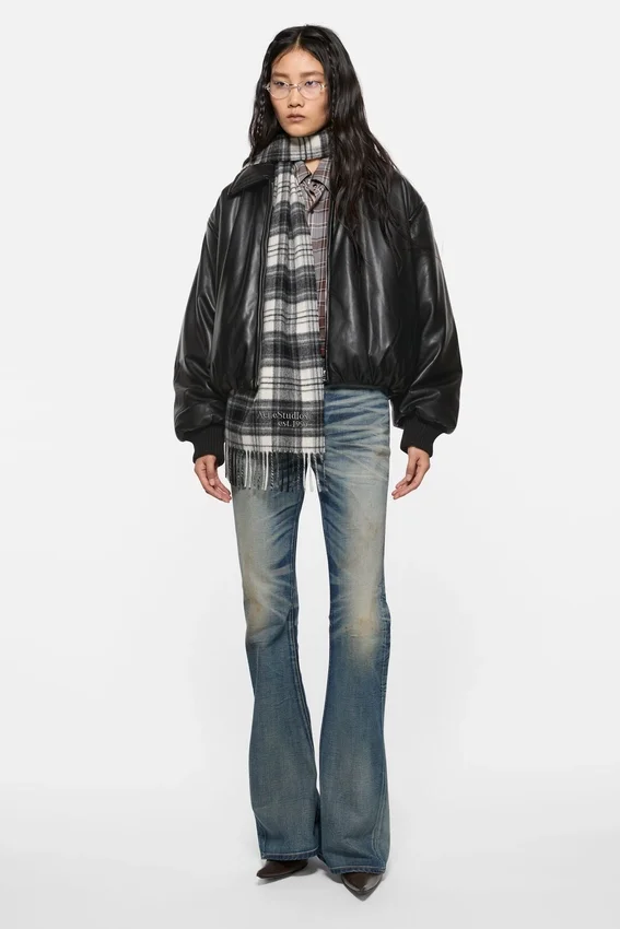 Faux leather bomber jacket