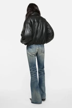 Faux leather bomber jacket
