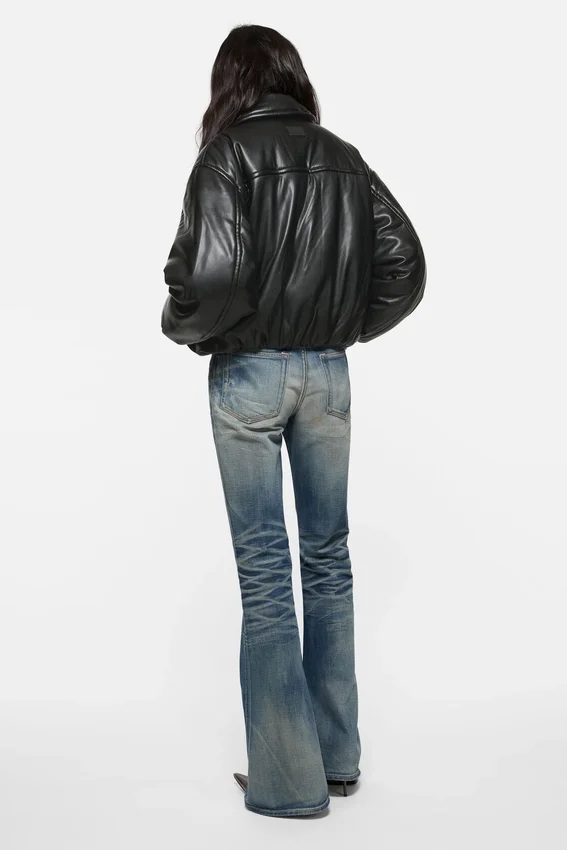 Faux leather bomber jacket