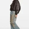 Faux leather bomber jacket