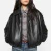 Faux leather bomber jacket