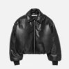 Faux leather bomber jacket