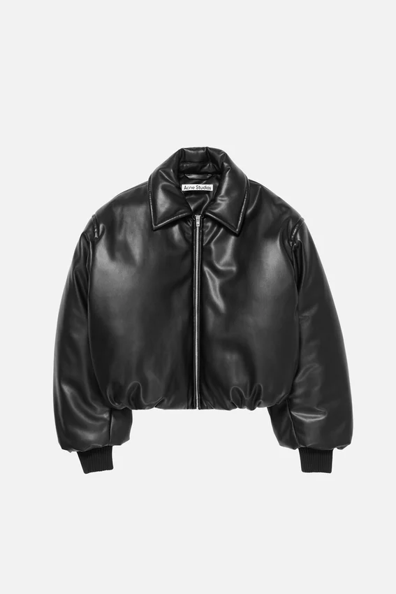 Faux leather bomber jacket