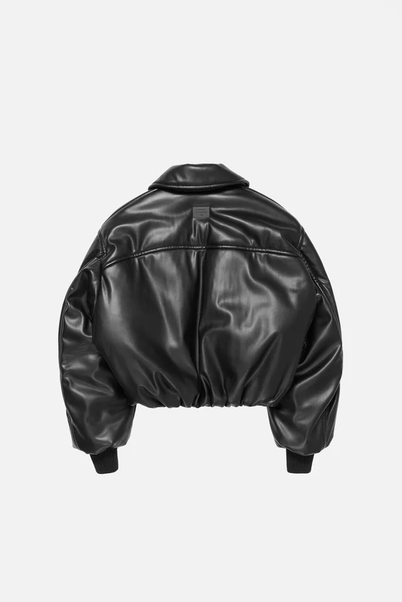Faux leather bomber jacket