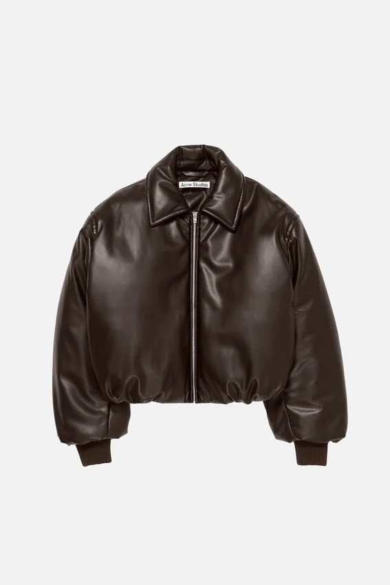 Faux leather bomber jacket