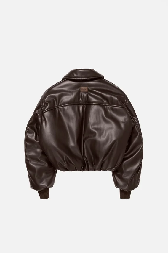 Faux leather bomber jacket