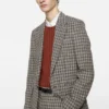 Fitted wool suit jacket