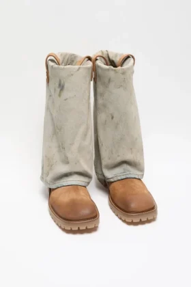 Folded denim boot