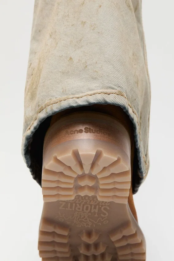 Folded denim boot