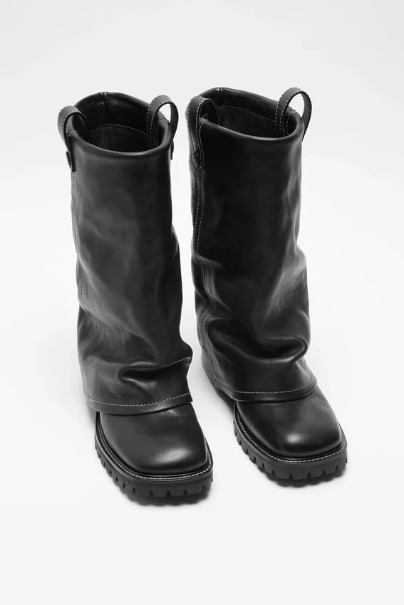 Folded leather boot