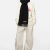 Fringe wool scarf - oversized