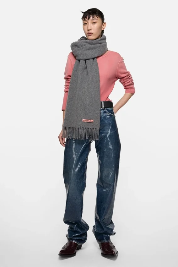 Fringe wool scarf - oversized
