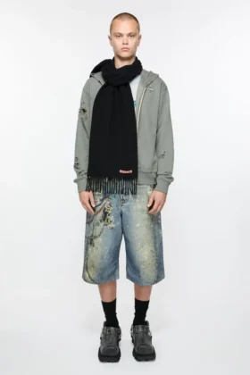 Fringe wool scarf – skinny