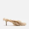 Furry kitten heel sandals