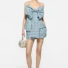 Gathered check shorts